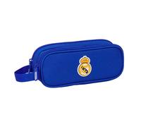 Real Madrid - Astuccio doppio per bambini, ideale per scuola e ragazzi, comodo e versatile, qualità e resistenza, 21 x 6 x 8 cm