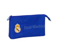 Real Madrid, astuccio triplo, astuccio per bambini, ideale per bambini in età scolastica, comodo e versatile, qualità e resistenza, 22 x 3 x 12 cm