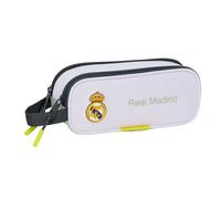safta Real Madrid Attrezzatura 25/26 - Astuccio doppio per bambini, astuccio per bambini, ideale per bambini in età scolastica, comodo e versatile, qualità e resistenza, 21 x 6 x 8 cm, bianco, M