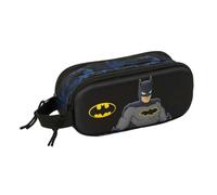 Safta Astuccio scolastico doppio 3D Batman, astuccio per la scuola per bambini con due scomparti separati, doppia cerniera, maniglia laterale per la mano, misure 21 x 6 x 8 cm, astuccio scolastico 2