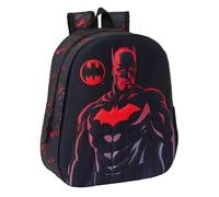 Safta Astuccio scolastico doppio 3D Batman, astuccio per la scuola per bambini con due scomparti separati, doppia cerniera, maniglia laterale per la mano, misure 21 x 6 x 8 cm, astuccio scolastico 2