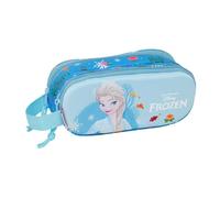 Safta - Astuccio scolastico doppio 3D Disney Frozen, organizer scolastico per bambini con due scomparti separati e cerniere, maniglia laterale per la mano, misure 21 x 6 x 8 cm, astuccio 2 scomparti