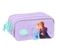 Safta Astuccio scolastico doppio 3D Disney Frozen, organizer scolastico per bambini con due scomparti separati e cerniere, maniglia laterale per la mano, misure 21 x 6 x 8 cm, astuccio 2 scomparti