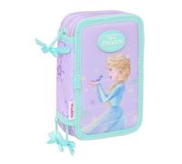 Safta Astuccio scolastico doppio 3D Disney Frozen, organizer scolastico per bambini con due scomparti separati e cerniere, maniglia laterale per la mano, misure 21 x 6 x 8 cm, astuccio 2 scomparti