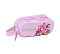 Safta - Astuccio scolastico doppio 3D K-Pop Demon Hunters Iconic, organizer scolastico con due scomparti e cerniere, maniglia laterale per la mano, misure 21 x 6 x 8 cm, astuccio a 2 scomparti