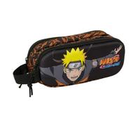 Safta - Astuccio scolastico doppio 3D Naruto, astuccio per la scuola per bambini e ragazzi con due scomparti separati, cerniere doppie e maniglia laterale, misure 21 x 6 x 8 cm, astuccio scolastico 2