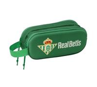 Safta - Astuccio scolastico doppio 3D Real Betis Balompié, astuccio per ragazzi con due scomparti separati e cerniere, maniglia laterale, organizer per il ritorno a scuola, colore verde, dimensioni 21