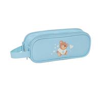 Safta - Astuccio scolastico doppio del Real Madrid prescolare, organizer scolastico per bambini con due scomparti separati e cerniere, maniglia laterale per la mano, misure 21 x 6 x 8 cm, astuccio 2