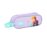 safta | Astuccio scolastico doppio Disney Frozen Spirit, portapenne scolastico per bambini con due scomparti separati e cerniere, maniglia laterale, Misure 21x6x8 cm, Astuccio scolastico 2 scomparti
