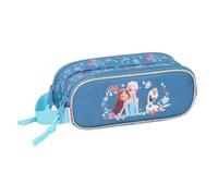 safta | Astuccio scolastico doppio Frozen Disney, portapenne scolastico per bambini con due scomparti separati e cerniere, maniglia laterale, Misure 21x6x8 cm