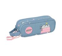 safta | Astuccio scolastico doppio Snoopy, portapenne per bambini con 2 scomparti separati e cerniere, maniglia laterale, organizer per ritorno a scuola, Misure 21x6x8 cm