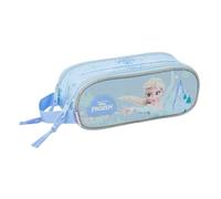 Safta Astuccio scolastico Frozen Disney doppio e triplo, organizer scolastico con scomparti e cerniere, maniglia a mano, misure 12,5 x 5,5 x 19,5 cm, astuccio 3 scomparti, Astuccio doppio Frozen