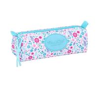 safta | Astuccio scolastico rettangolare Blackfit8 Cool, portapenne per ragazzi con 1 scomparto e cerniera, organizer per ritorno a scuola, design Floral rosa e Turquesa, Misure 21x7x8 cm
