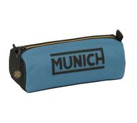 Safta - Astuccio scolastico rettangolare Munich, astuccio per ragazzi con scomparto con cerniera, organizer per il ritorno a scuola, tessuto resistente blu e nero con logo Monaco, dimensioni 21 x 7 x