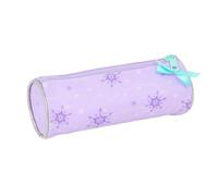 Safta - Astuccio scolastico rotondo Disney Frozen Spirit, astuccio scolastico per bambini, cerniera con maniglia facile apertura, design lilla con fiocchi e fiocco, dimensioni 20 x 7 x 7 cm, astuccio