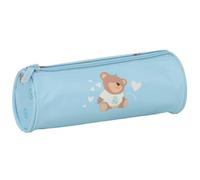 safta | Astuccio scolastico rotondo Real Madrid Preescolar blu, portapenne scolastico per bambini con cerniera e tirazip facile da usare, Misure 20x7x7 cm, Astuccio scolastico