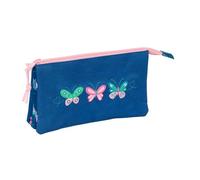 safta | Astuccio scolastico triplo Blackfit8 Mariposas, portapenne scolastico per bambini con 3 scomparti separati con cerniera, Misure 22x3x12 cm, Astuccio scolastico 3 scomparti