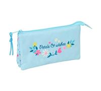 safta | Astuccio scolastico triplo Blackfit8 Pétalos, organizer scolastico con 3 scomparti separati e cerniera, Misure 22x3x12 cm, portapenne 3 scomparti