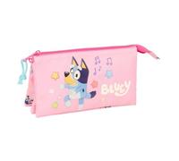 safta | Astuccio scolastico triplo Bluey Dance, portapenne scolastico per bambini con 3 scomparti separati con cerniera e tasca interna centrale, Misure 22x3x12 cm, Astuccio scolastico 3 scomparti