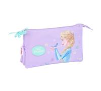 safta | Astuccio scolastico triplo Disney Frozen Spirit, portapenne scolastico con 3 scomparti separati e cerniera, Misure 22x3x12 cm, Astuccio scolastico 3 scomparti