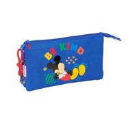 safta | Astuccio scolastico triplo Disney Mickey Mouse Today, portapenne scolastico per bambini con 3 scomparti separati con cerniera e tasca interna centrale, Misure