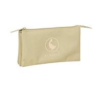 safta | Astuccio scolastico triplo El Ganso Basics Arena, portapenne scolastico con 3 scomparti con cerniera, tasca interna centrale con cerniera, Misure 22x3x12 cm