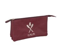 safta | Astuccio scolastico triplo El Pulpo Burdeos, portapenne scolastico per ragazzi con 3 scomparti separati con cerniera, Misure 22x3x12 cm, Astuccio scolastico 3 scomparti