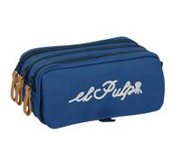safta | Astuccio scolastico triplo El Pulpo, organizer scolastico per ragazzi con 3 scomparti e cerniere, tasca frontale con cerniera, Misure 21,5x8x10 cm, portapenne 3 scomparti