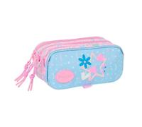 safta | Astuccio scolastico triplo grande Blackfit8 Smile, organizer scolastico con 3 scomparti e cerniere, tasca frontale, Misure 21,5x8x10 cm, portapenne 3 scomparti