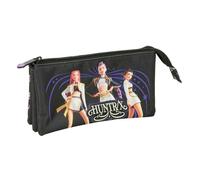 safta | Astuccio scolastico triplo K-Pop Demon Hunters Sound, portapenne scolastico con 3 scomparti separati con cerniera, Misure 22x3x12 cm, Astuccio scolastico 3 scomparti