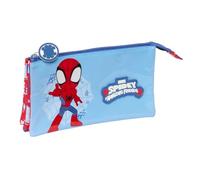 Safta Astuccio scolastico triplo Marvel Spidey Rescue, astuccio scolastico per bambini con 3 scomparti separati e cerniera, misure 22 x 3 x 12 cm, astuccio scolastico 3 scomparti