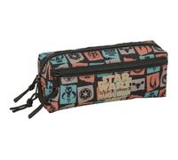 Safta - Astuccio scolastico triplo piccolo Star Wars The Mandalorian & Grogu, 22 cm, organizer scolastico con 3 scomparti e cerniere, dimensioni 22 x 6 x 8,5 cm, astuccio a 3 scomparti