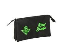 Safta - Astuccio scolastico triplo Real Betis Balompié, astuccio con 3 scomparti separati e cerniera, tasca interna centrale, organizer per bambini e giovani, per il rientro a scuola, dimensioni 22 x