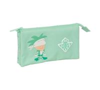 Safta - Astuccio scolastico triplo Real Betis Balompié prescolare, astuccio per bambini con 3 scomparti separati e cerniera, tasca interna centrale, organizer per il ritorno a scuola, dimensioni 22 x