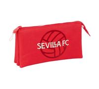 safta | Astuccio scolastico triplo Sevilla FC, portapenne scolastico per ragazzi con 3 scomparti separati e cerniera, Misure 22x3x12 cm, Astuccio scolastico 3 scomparti