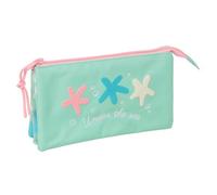 Safta - Astuccio scolastico triplo stelle, astuccio per la scuola giovane con 3 scomparti separati con cerniera e tasca interna centrale, misure 22 x 3 x 12 cm