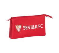 Safta SEVILLA FC - Astuccio triplo, astuccio per bambini, ideale per bambini in età scolastica, comodo e versatile, qualità e resistenza, 22 x 3 x 12 cm, rosso, M, Casual