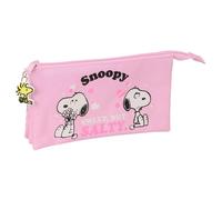 SNOOPY - Astuccio triplo, astuccio per bambini, ideale per bambini in età scolastica, comodo e versatile, qualità e resistenza, 22 x 3 x 12 cm