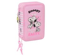 SNOOPY - Astuccio scolastico con 37 utensili inclusi, ideale per bambini dai 5 ai 14 anni, comodo e versatile, qualità e resistenza, 12,5 x 5,5 x 19,5 cm