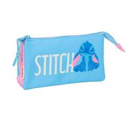 STITCH BRIGHT - Astuccio triplo, astuccio per bambini, ideale per bambini in età scolastica, comodo e versatile, qualità e resistenza, 22 x 3 x 12 cm