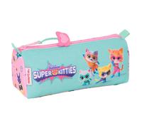 safta SUPERKITTIES - Astuccio con cerniera e scomparto per bambini, ideale per bambini in età scolastica, comodo e versatile, qualità e resistenza, 21 x 7 x 8 cm, Rosa chiaro/Turchese pastello, M,