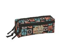 safta MANDALORIAN & GROGU - Astuccio triplo piccolo, astuccio per bambini, ideale per bambini in età scolastica, comodo e versatile, qualità e resistenza, 22 x 6 x 8,5 cm