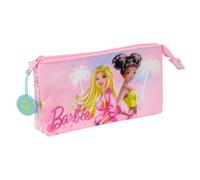 Safta BARBIE PAINTERLY - Astuccio triplo, astuccio per bambini, ideale per bambini in età scolastica, comodo e versatile, qualità e resistenza, 22 x 3 x 12 cm, rosa/celeste, M, Casual