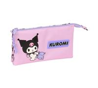 KUROMI - Astuccio triplo, astuccio per bambini, ideale per bambini in età scolastica, comodo e versatile, qualità e resistenza, 22 x 3 x 12 cm