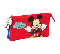 safta MICKEY MOUSE GOOD DAY - Astuccio triplo, astuccio per bambini, ideale per bambini in età scolastica, comodo e versatile, qualità e resistenza, 22 x 3 x 12 cm, blu, M, Casual