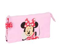 safta MINNIE MOUSE NAIVE - Astuccio triplo, astuccio per bambini, ideale per bambini in età scolastica, comodo e versatile, qualità e resistenza, 22 x 3 x 12 cm, rosa chiaro, M, Casual