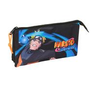 Safta Naruto - Astuccio triplo, astuccio per bambini, ideale per bambini in età scolastica, comodo e versatile, qualità e resistenza, 22 x 3 x 12 cm, Nero, M, Casual