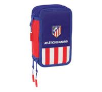 safta | Astuccio triplo Atlético de Madrid 37 pezzi, Astuccio scolastico per bambini con 3 scomparti e cerniera, include Lápiz, penne, Regla, Semicírculo, Misure 12,5x5,5x19,5 cm