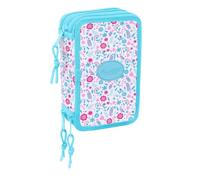 safta | Astuccio triplo Blackfit8 Cool 37 pezzi, portapenne scolastico organizer con 3 scomparti e cerniera, include pennarelli, Misure 12,5x5,5x19,5 cm, Astuccio scolastico 3 scomparti