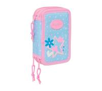 safta | Astuccio triplo Blackfit8 Smile 37 pezzi, Astuccio scolastico organizer con 3 scomparti e cerniera, include 16 matite, 14 pennarelli, Regla e Semicírculo, Misure 12,5x5,5x19,5 cm